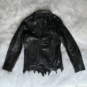 Japanese brand Gostar de Fuga destroyed black moto biker jacket size S
